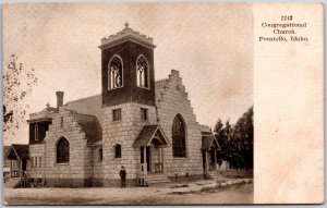 Pocatello Idaho ID, Congregational Church, Historic Stone & Steeple, Postcard