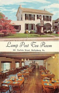 Gettysburg Pennsylvania 1960s Postcard Lamp Post Tea Room Interior
