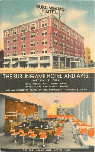 Postcard Oklahoma Bartlesville Burlingame Hotel Apartments Leonard 23-7799