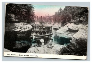 Vintage 1910 Photo Postcard Steamboat Sails Down the Narrows Dells of Wisconsin