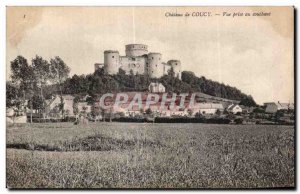 Old Postcard Chateau of Coucy taken at sunset view