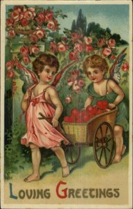 Valentine - Cupids w/ Wagon Filled w/ Hearts - Light Crazing to Gel Coating PC