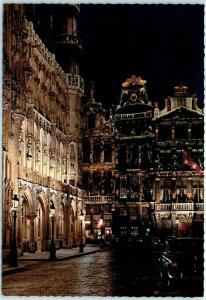 Postcard - A part of the Market Place by night - Brussels, Belgium