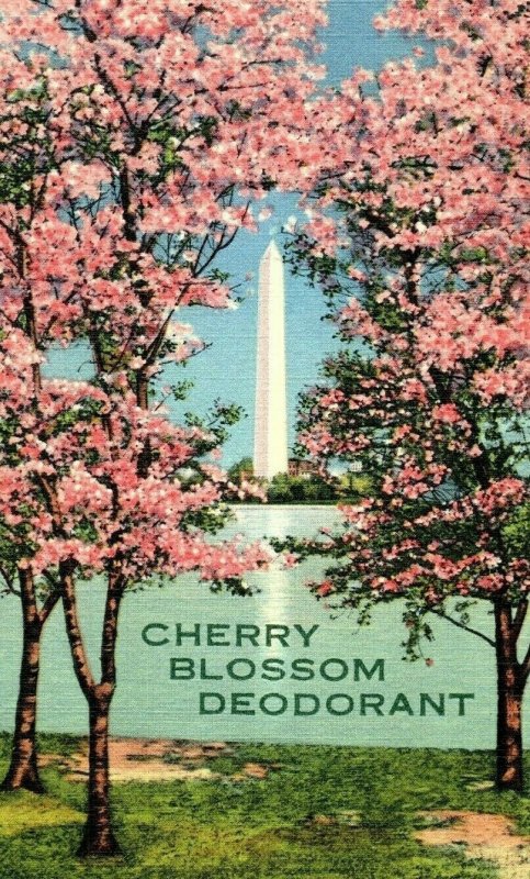 1950's Cherry Blossom Deodorant Advertising Washington Monument Postcard P152 