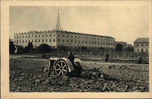 Trappist KY Our Lady of Gethsemani Monk Farming Tractor Vintage Postcard