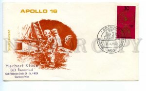 494736 GERMANY 1972 year Apollo 16 Bochum special cancellation SPACE COVER