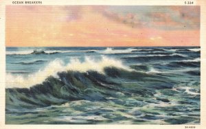 Vintage Postcard 1937 Ocean Breakers Asbury Park NJ New Jersey