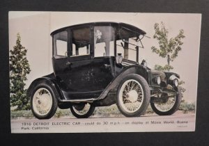 Mint USA Postcard 1916 Detroit Electric Car Movie World Buena Park CA Display 2