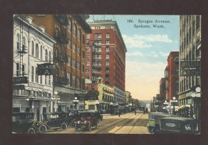 SPOKANE WASHINGTON DOWNTOWN SPRAGUE AVENUE STREET SCENE VINTAGE POSTCARD