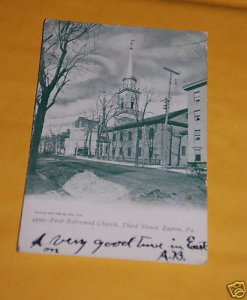 Antique Postcard First Reformed Church Easton PA 1905