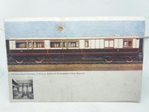 L&NW Railway 1st Class Brake Carriage Euston to Birmingham Express Vtg Postcard