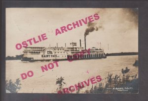 Albany ILLINOIS RPPC 1909 STEAMBOAT SAINT PAUL Jo Line Steamer MISSISSIPPI RIVER