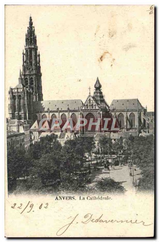 Old Postcard The Cathedral Antwerp