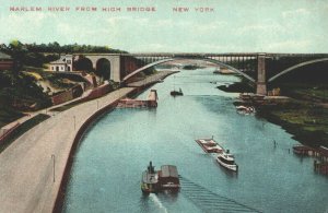 USA Harlem River From High Bridge New York City Vintage Postcard 04.06