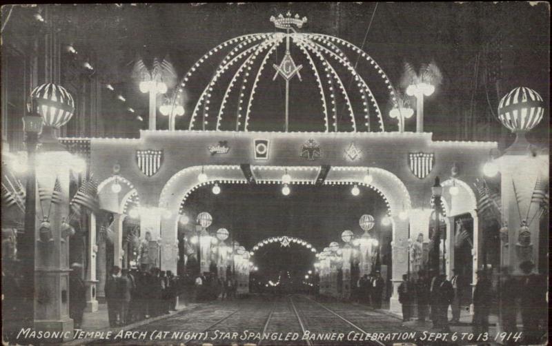 Baltimore MD Masonic Temple Arch 1914 Patriotic Celebration Postcard