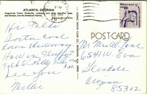 Atlanta Georgia GA Dogwoods Cherry Bloosoms Azaleas Street Postcard Cancel PM 