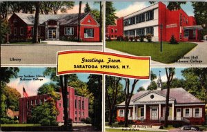 Multi View, Greetings From Saratoga Springs NY c1959 Vintage Postcard L41