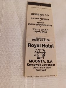 Royal Hotel Moonta, S.A. 20 Front Strike Matchbook Cover