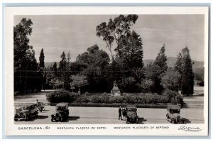 Barcelona Spain Canada Postcard Neptune Square c1950's Unposted RPPC Photo