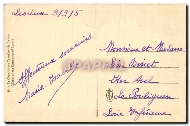 Old Postcard Lisieux Carmelite Chapel Lisieux