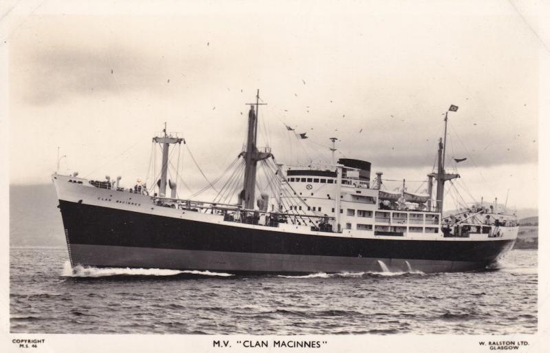 MV Clan Macintyre Scottish Scotland Line Ship Plain Back Postcard Photo