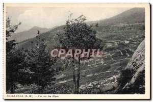 Old Postcard Peira Cava View Of The Alps