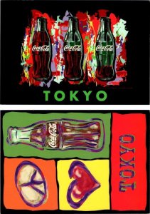 2~4X6 Postcards Tokyo Japan COCA-COLA  Advertising COKE BOTTLES~HEART~PEACE SIGN