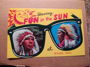 1960's Having Fun in the Sun Walker, Minn Native Americans Chrome Postcard