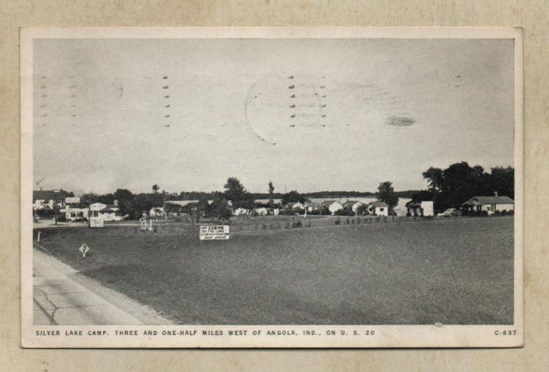 Silver Lake Camp 3 1/2 Miles West of Angola, Indiana on US 20 RPPC 1941 Postcard