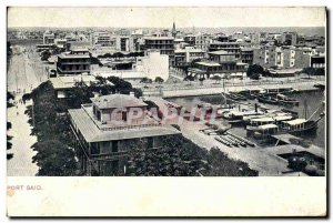 Postcard Old Port Said Egypt Boat