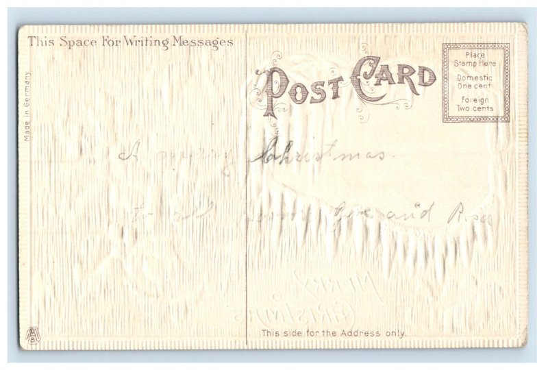 C. 1910 Embossed Ice Snow Christmas Postcard F108E