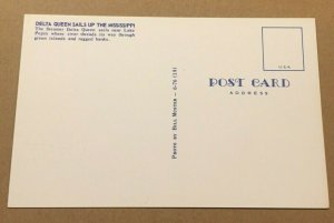 UNUSED POSTCARD DELTA QUEEN SAILS UP THE MISSISSIPPI