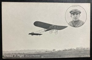 Mint RPPC Real Picture Postcard Early Aviation Chavez In Flight Bleriot Machine