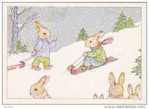 AS: Sleigh Ride by Susan Whited LaBelle, Rabbits playing in the snow, 1984