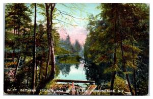 Early 1900s Inlet between Fourth and Fifth Lake, Adirondacks, NY Postcard