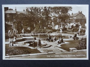 West Sussex WORTHING Denton Gardens & The Lily Pool c1930 RP Old Postcard