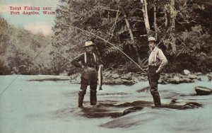 Trout Fishing Near Port Angeles WA Washington UNP Unused DB Postcard