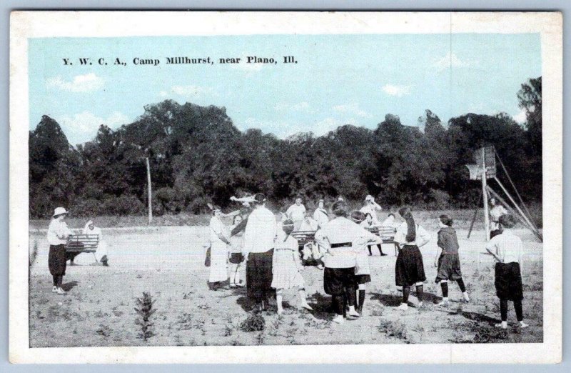 Y.W.C.A. CAMP MILLHURST PLANO ILL*BASKETBALL HOOP*PUBL BY WALLS VARIETY STORE 