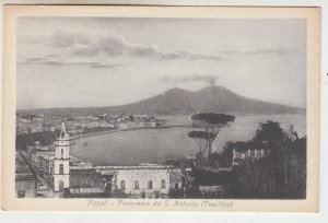 P2157 old postcard italy smoking volcano napoli panorama da s. antonio town view