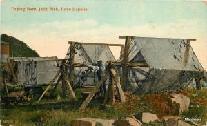 C-1910 CANADA Drying Nets Jack Fish Lake Superior Valentine postcard 13041