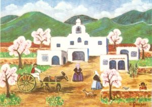 Ingeborg Gauger. Country scene Naif painting, modern Spanish PC. Continental