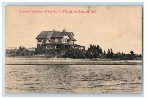 1912 Summer Residence of Charles A Williams on Buzzards Bay MA Postcard