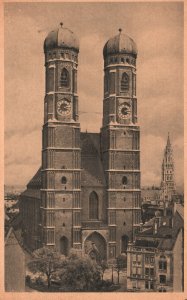 Vintage Postcard Church Of Our Lady In Munich Archdiocese Cathedral Germany