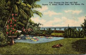 Florida Fort Myers Tropical Lily Pool and Dock Thomas A Edison Winter Home Cu...