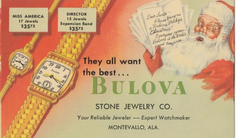 CHRISTMAS: Bulova watch Santa Claus 1920-30s ; MONTEVALLO , Alabama