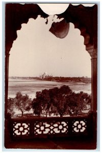 c1910's View Of The Taj Mahal From Fort Agra India RPPC Unposted Postcard