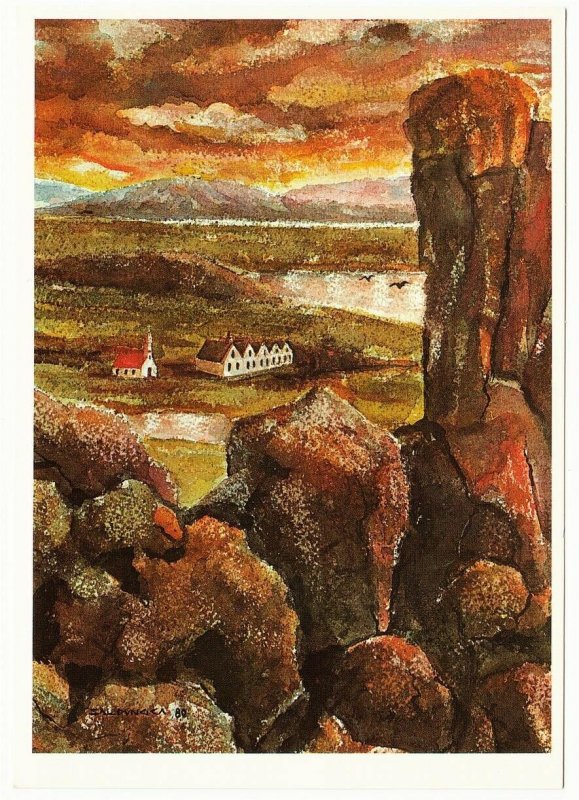 Bright Summer Night in Iceland by Sal Dungca Thingvellir Art Postcard