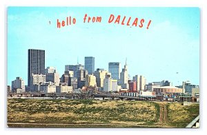 Hello From Dallas Skyline Looking East Dallas Texas Postcard