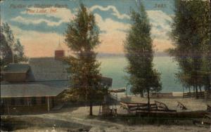 Pine Lake IN Bluffside Beach Pavilion c1910 Postcard rpx