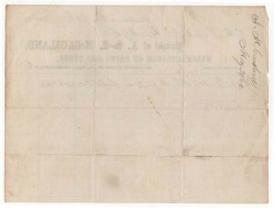 1862 Billhead, A. McCAUSLAND, Paper Cop Tubes, Providence, Rhode Island